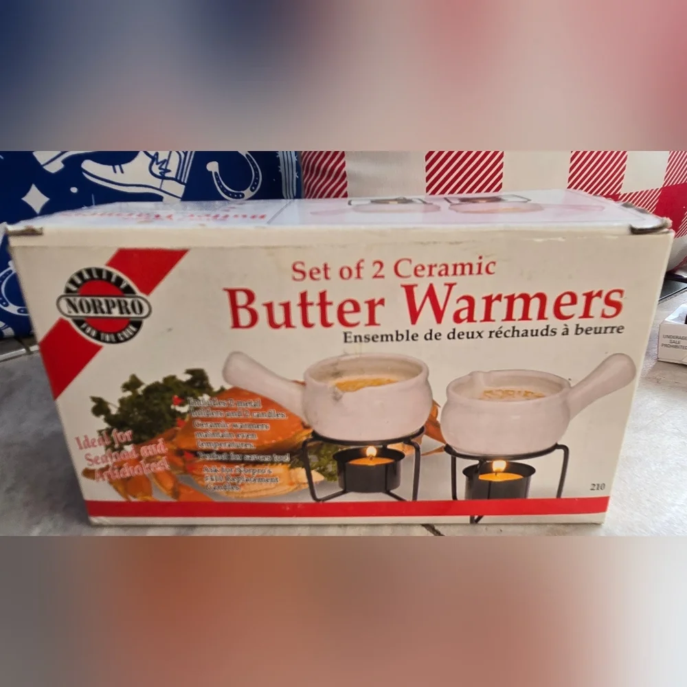 Ceramic Butter Warmer Set - White
